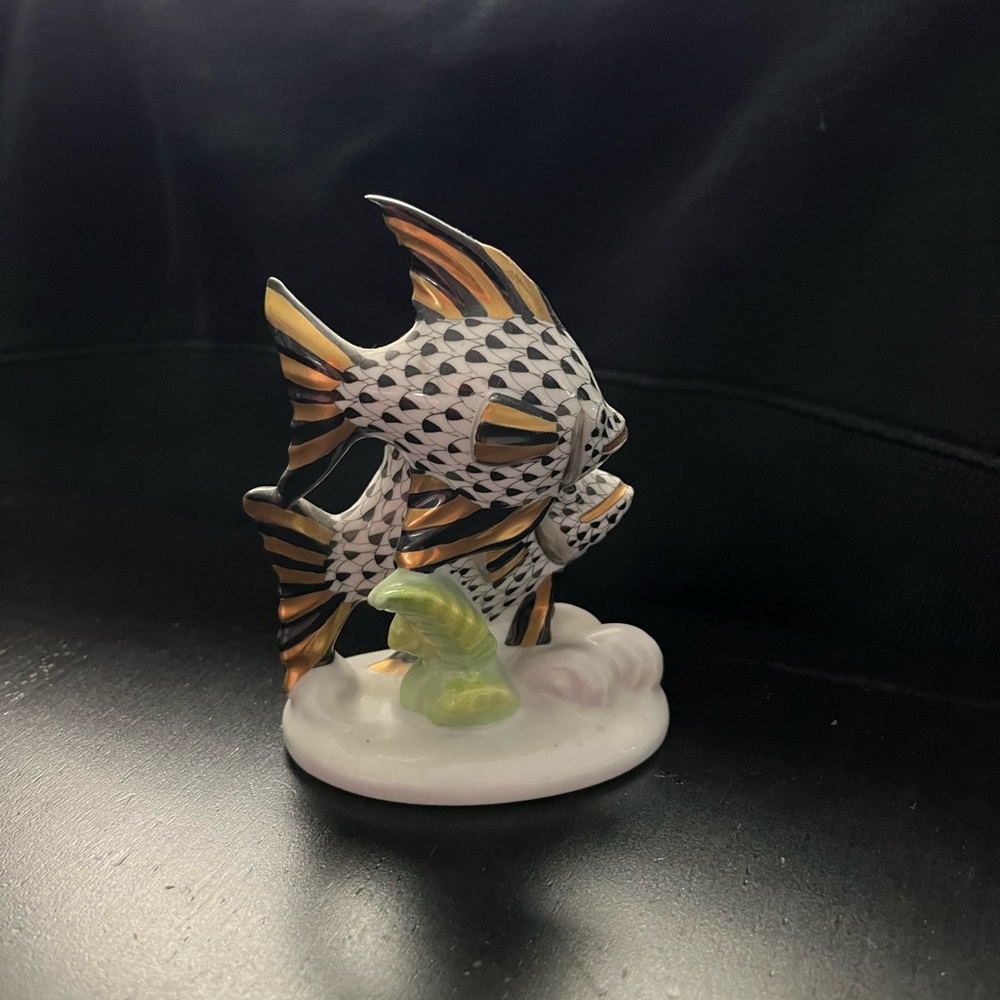 Herend porcelain double fish figurine.